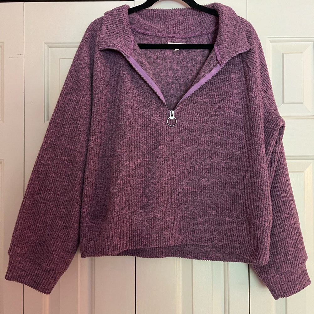 Madewell Fleece Half-Zip Popover Top - Picture 6 of 8